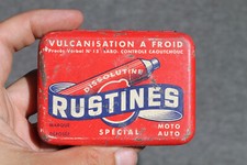 Ancienne Boite Tôle Lithographiée Rustines Moto Auto Voiture Dissolutine Tin box