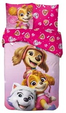 Parure de Lit Pat Patrouille Rose 100% Coton Oeko-Tex, 1 place