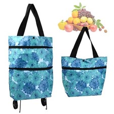 Polyvalent Chariot de Courses 2-en-1 avec roulettes Sac de Courses Pliable av...