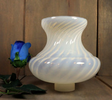 Antique Opalescent Swirl Glass Oil Lamp Style Lamp Shade Murano Italy 1950s