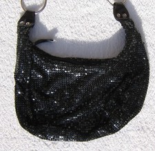 SAC A MAIN DE SOIREE EN PERLES NOIRES BRILLANTES