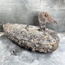 Ancien leurre de chasse – Canard plombé en liège avec tête en bois du XIXe