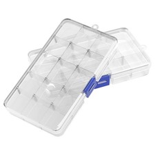 2 Pcs Boîte de Rangement Plastique 15 Compartiments en Transparent Ajustables...