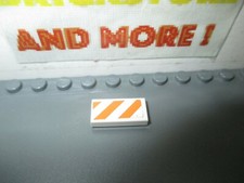 Lego 1x Tile Decorated 1x2 Orange White Danger Stripes Pattern 7739 3069bpb604