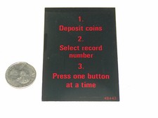 Vtg Rockola Juke-Box Modèle 454 Haut Prix Carte 1. 2. 3. Dépôt ,Select,Press VG