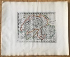 RARE CARTE "PROVINCES LIGUÉES" SUISSE ATLAS BRIET COULEURS BE 1653