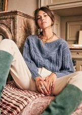 SÉZANE Pull bleu épais