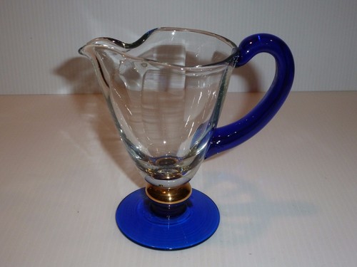Elegant glass creamer cobalt - glass,