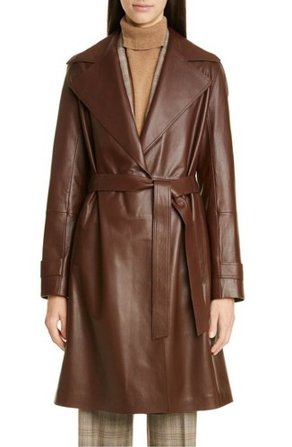 Manteau trench cuir brun - trench, en