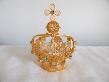 ANCIENNE COURONNE de VIERGE Religieuse en Métal Doré ? avec STRASS