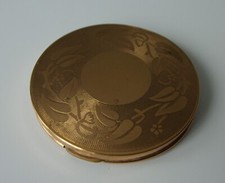 poudrier ancien en laiton avec miroir diametre 7,5 cm Mirlip Paris France