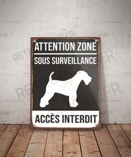 Plaque métal vintage Accès interdit chien Airedale Terrier Panneau Décoration