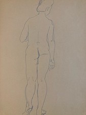 Dessin 1945 Encre Femme Dos Nue Nu A Identifier Expressionniste Expressionnisme