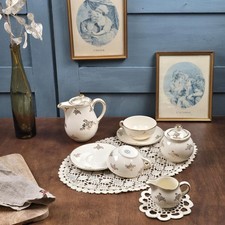 Service à thé ancien vintage Villeroy & Boch Mettlach – Faïence crème & dorure