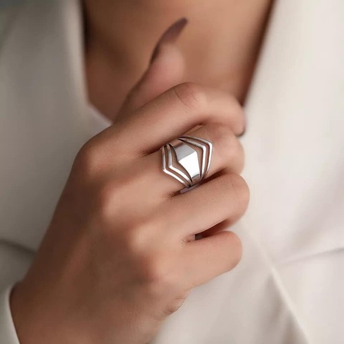 Bague losange acier inoxydable
