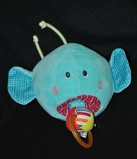 Peluche doudou Albert l'éléphant LILLIPUTIENS vibrant anneau dentition 12cm TTBE