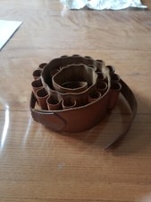 ancienne ceinture de chasse - cartouchière cuir noir emplacement 20 cartouches