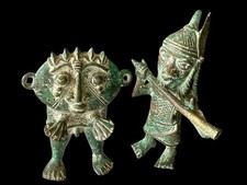 Art Africain Tribal Premier - Figurine en Bronze Fon Yoruba Bénin - 17cm