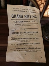 Brochure vintage Grand meeting La femme dans la cité 1945 après-guerre ancien