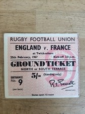 Ancien Billet Ticket Rugby France Angleterre Twickenham Tournoi 5 Nations 1967
