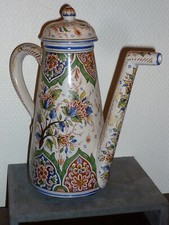 ANCIENNE GRANDE THEIERE PORCELAINE OU FAIENCE DELARUE DESVRES MOTIF CACHEMIRE