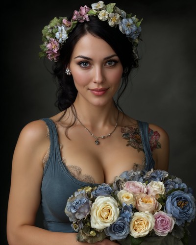 Blue dress elegant beauty with - beauty,