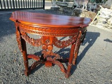 CONSOLE FLEURIE DE STYLE ANCIEN EN BOIS EXOTIQUE (DE FABRICATION ACTUELLE)