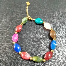 Bracelet en acier inoxydable doré perles multicolores, neuf 