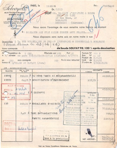 Facture 1946 paris m - a,