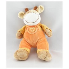 Doudou vache salopette orange