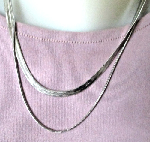 Collier double chaine serpent