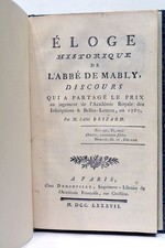 BRIZARD (Gabriel). Eloge Historique de l'Abbé de Mably, discours qui a remp 1787