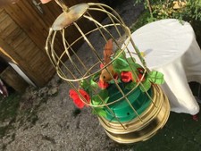 Ancien AUTOMATE Petite cage à oiseau musicale, année 1960