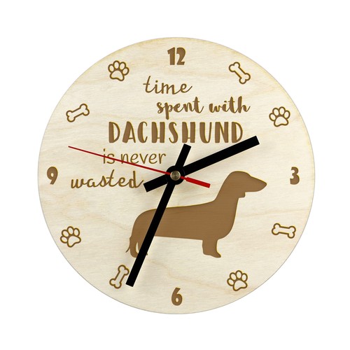 Teckel poil ras - horloge, en