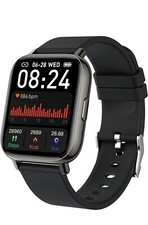 Montre Connectée Noir Homme Femme 1.69" Smartwatch Sport, pour iOS Android