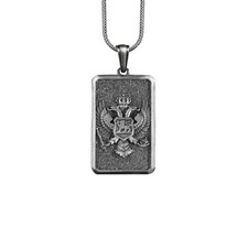 Collier en argent double emblème aigle, bijoux pendentif impérial ailé en...