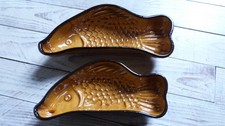 Lot de 2 moules poissons anciens terre cuite vernissée Alsace TBE