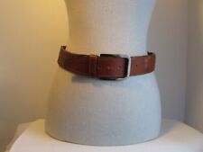 ceinture vintage testoni cuir fauve et coton tissé marron taille 80