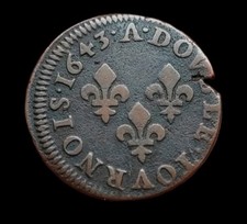 Louis XIII - Double tournois - 1643 A Corbeil 