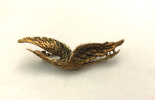Ancienne broche Oiseau en plaqué or ORIA Napoléon III Art Nouveau