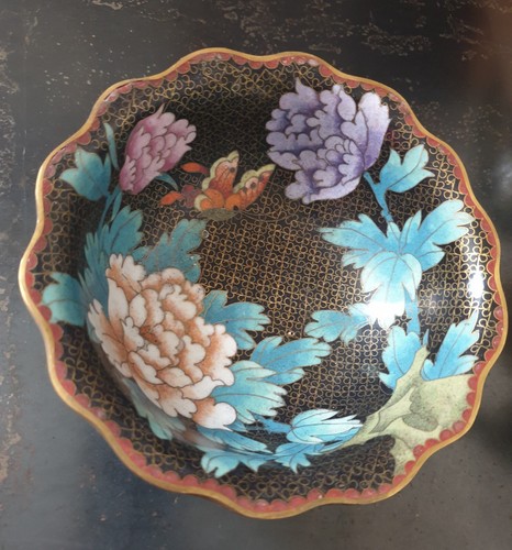 Cloisonne coupe bol pot - -,
