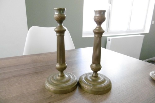 Ancienne paire bougeoirs en - de,