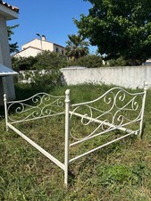 lit en fer forgé blanc sans sommier 