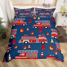 Voiture de Dessin animé Housse de Couette Fire Truck Parure de Lit 240x260cm ...