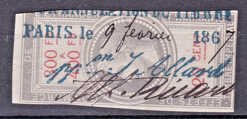Timbre fiscaux 1867 - timbre, france