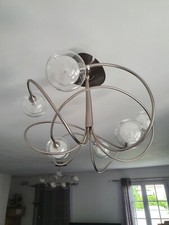 Ensemble 2 plafonniers 6 lampes design Cvl niobe cristal Nickel satiné massif