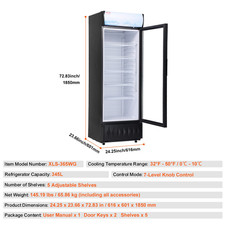 Réfrigerateur À Boissons Frigo Vitrine Commercial 345 L 0-10 ℃ 5 Étagères