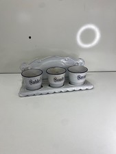 Ancien porte savon émaillée vintage 3 récipient Savon soude sable