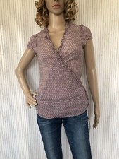 Chemisier Liberty Rose cache-cœur Coton et Soie Taille 46 (VFH156)