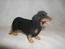 Statue de collection CANINE KINGDOM - Chien  TECKEL POIL LONG NOIR ET FEU